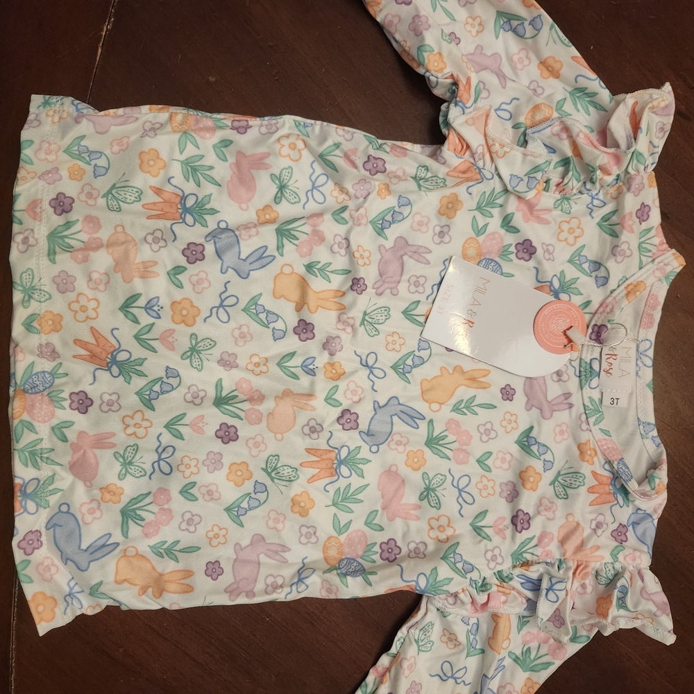 Mila & Rose Hoppy Easter Short Sleeve Tee - Bunny Spring Toddler 3T
